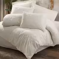 سرویس ملحفه کاتن باکس مدل 3D Nakisli Pure Ekru دو نفره 6 تکه