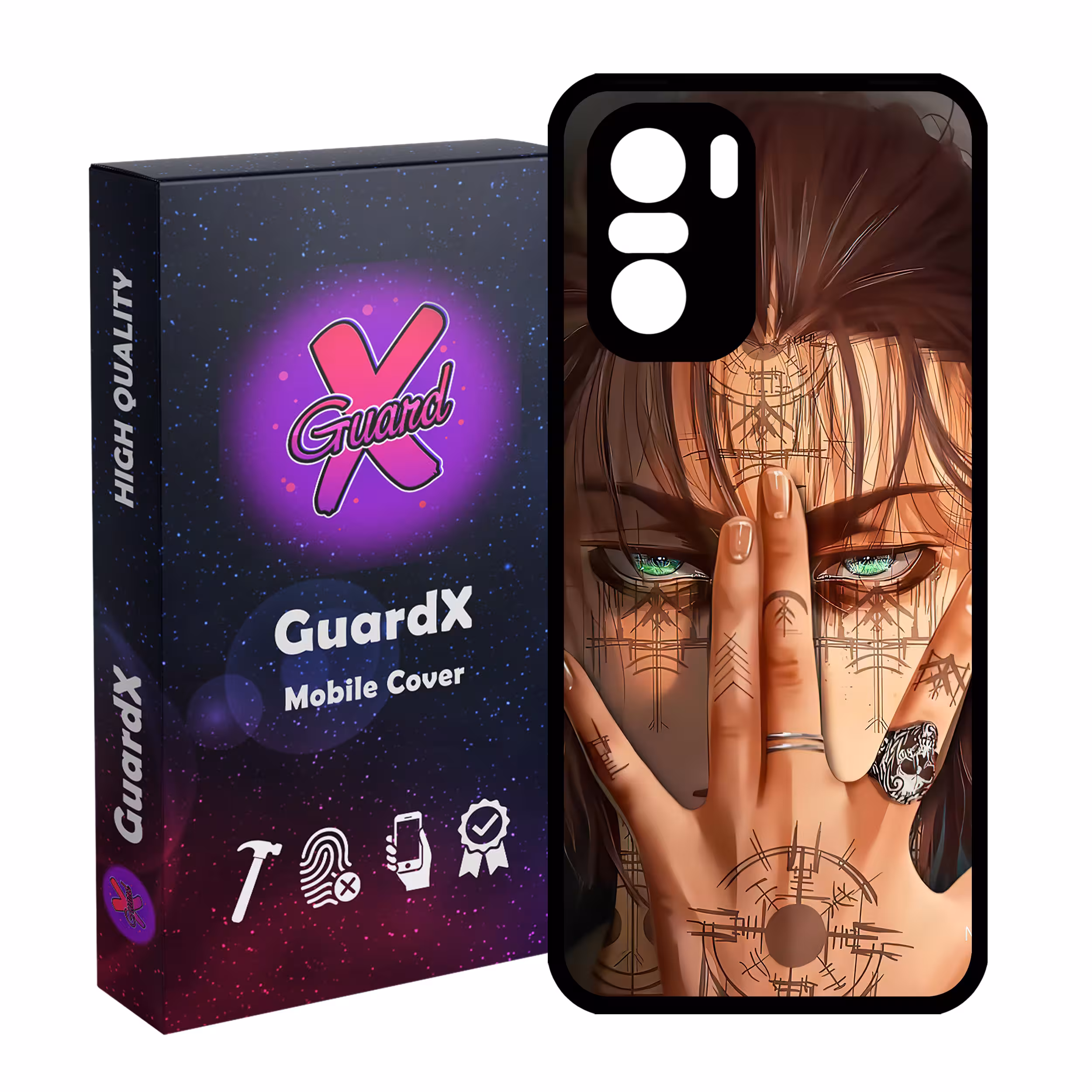 کاور گارد ایکس طرح Eren Anime مدل Glass10449 مناسب برای گوشی موبایل شیائومی Poco F3/MI 11X/MI 11X Pro/Redmi K40/K40 Pro
