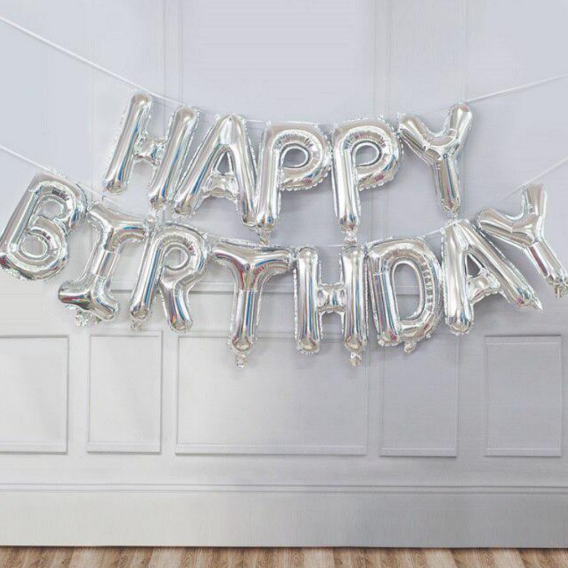 بادکنک happy birthday نقره ای