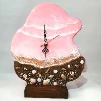 ساعت رومیزی رزینی طرح دریای صورتی