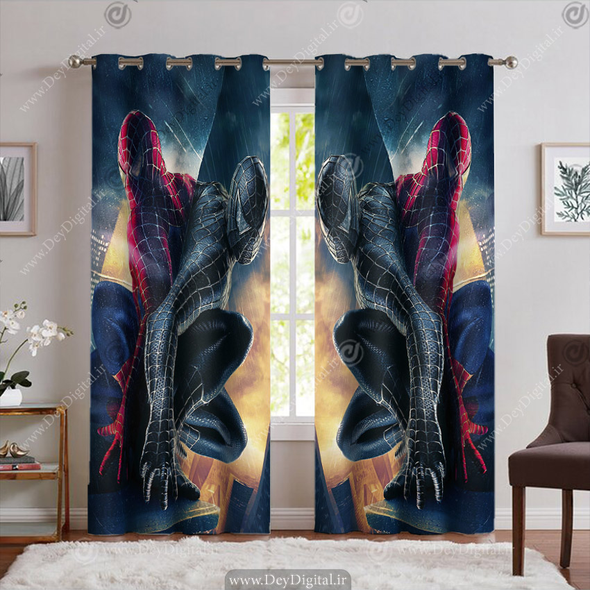 پرده برای اتاق پسرانه طرح مرد عنکبوتی سیاه PK-6707
