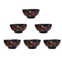 کاسه سفالی مدل ترشی خوری طرح گل کد GH بسته 6 عددی