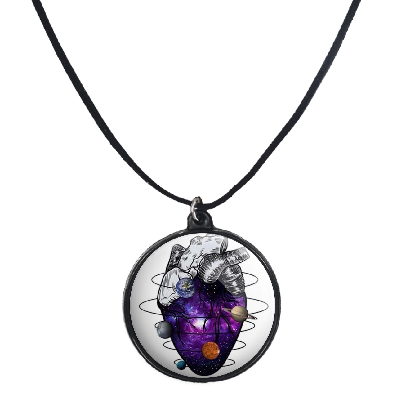 گردنبند پرمانه طرح هوا فضا و فضانورد کد pmb.4204 مدل دو طرفه