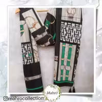 شال نخ میلا (ارسال رایگان) نخ بهاره قواره200*80  رنگ سبز طرح زنجیری