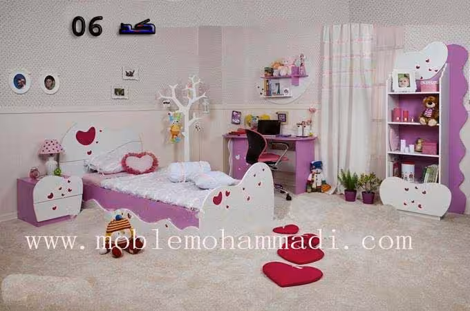 سرویس خواب جوان کد06 شامل تخت-دکور-میز تحریر-پاتختی
