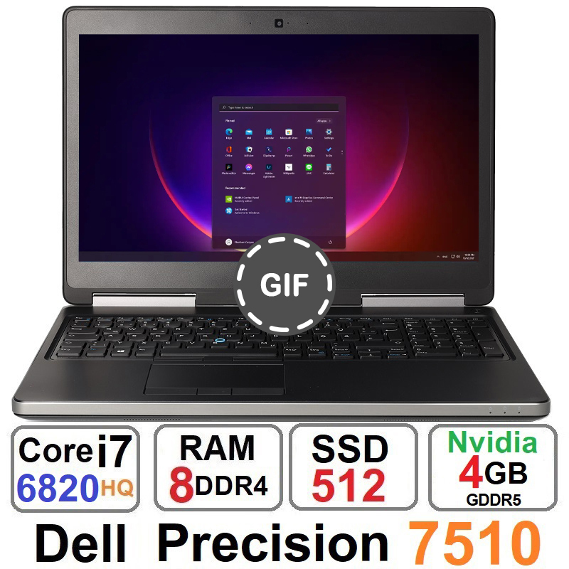 لپتاپ دل Dell Precision 7510 Core i7 6820HQ با SSD512