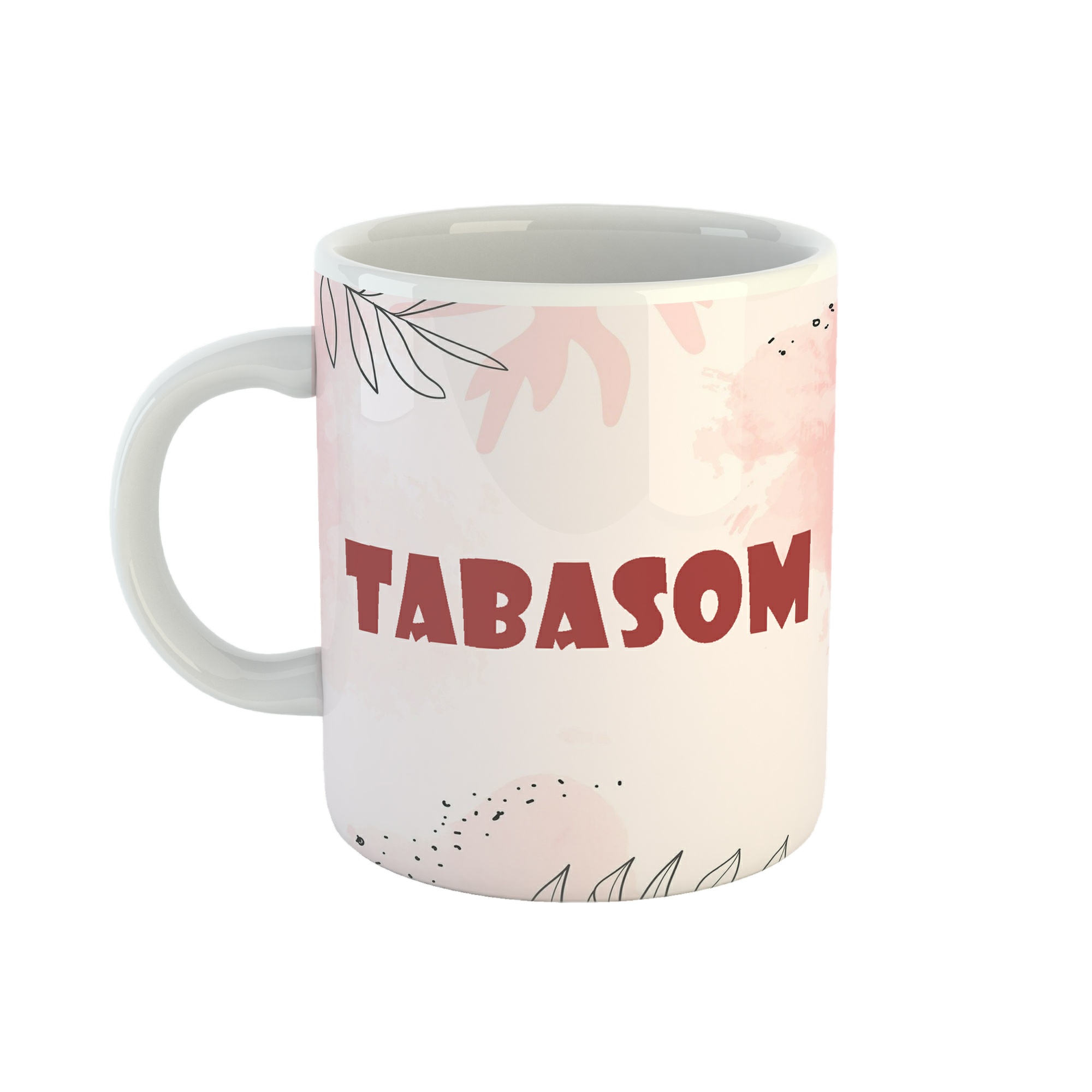 ماگ طرح اسم تبسم مدل برگ کد 379