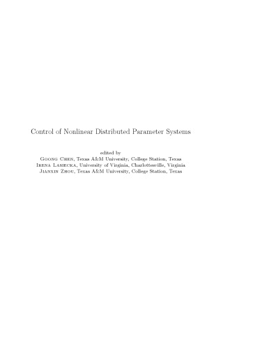 خرید و دانلود نسخه کامل کتاب Control of Nonlinear Distributed Parameter Systems