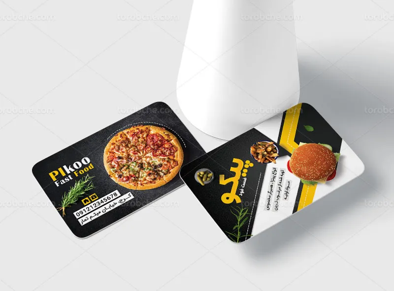 لایه باز کارت ویزیت برای فست فود | گرافیک با طعم تربچه