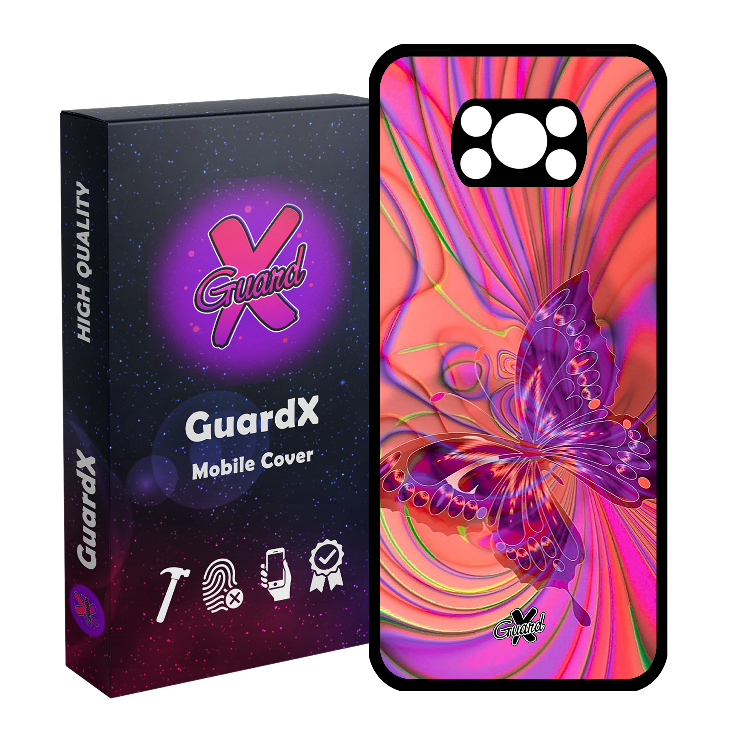 کاور گارد ایکس طرح پروانه مدل Glass10280 مناسب برای گوشی موبایل شیائومی Poco X3 Pro