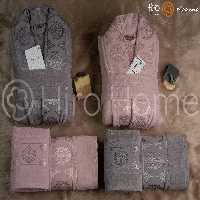 حوله ست دو نفره مودنا رنگ فیلی و کالباسی