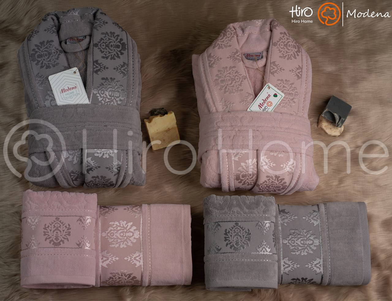 حوله ست دو نفره مودنا رنگ فیلی و کالباسی