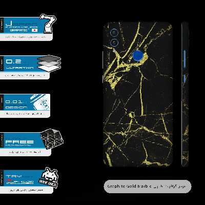 برچسب پوششی ماهوت مدل Graphite-Gold-Marble-FullSkin مناسب برای گوشی موبایل آنر 10 Lite