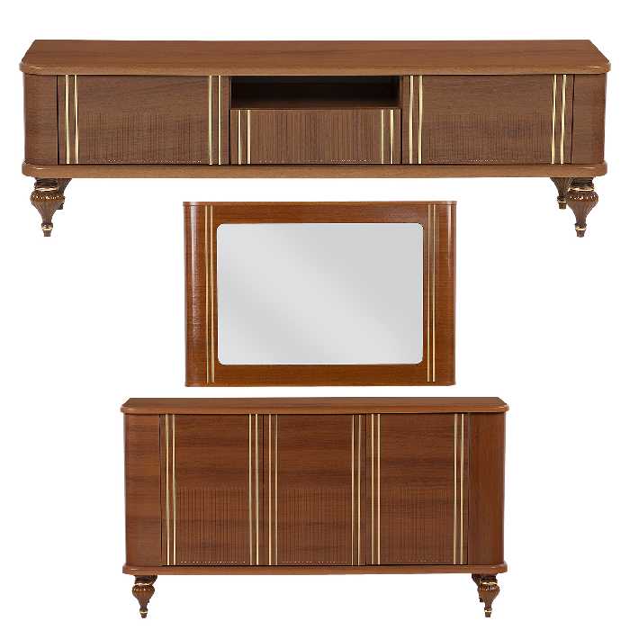 آینه و کنسول مدل الماس به همراه میز تلویزیون