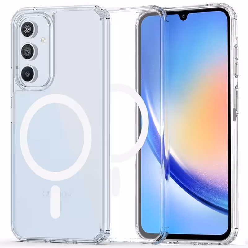 قاب شفاف طرح مگ سیف مناسب برای گوشی Samsung Galaxy A24 مدل دکمه فلزی