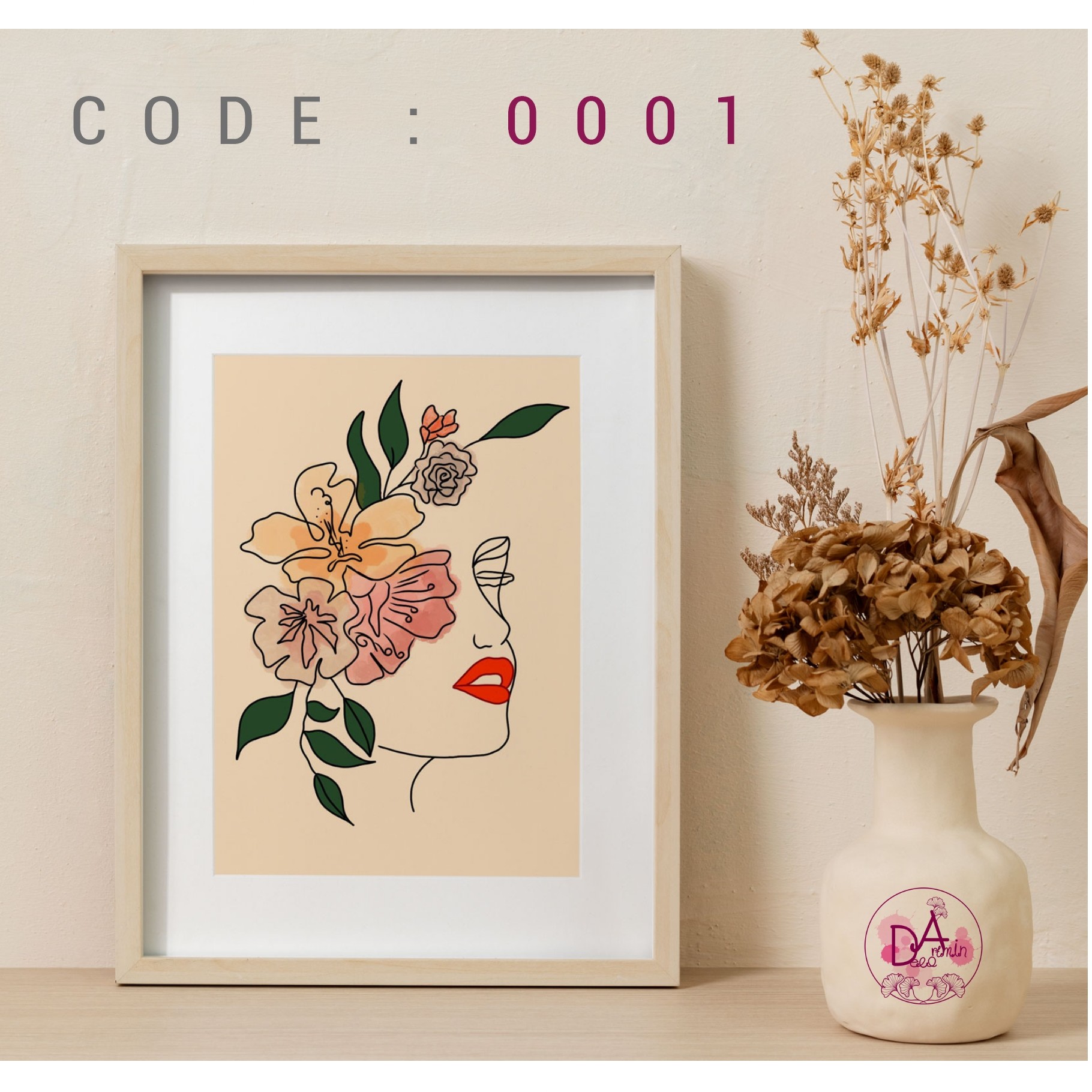 تابلو دکوراتیو طرح مینیمال باقاب دوسانتی سفید در ابعاد 30در40