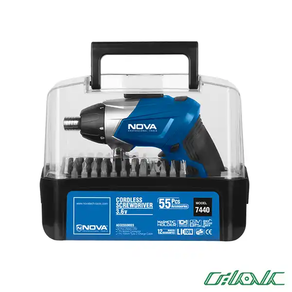 کیت پیچ گوشتی شارژی تاشو نووا مدل 7440 (3.6 ولت و 33 پارچه)
