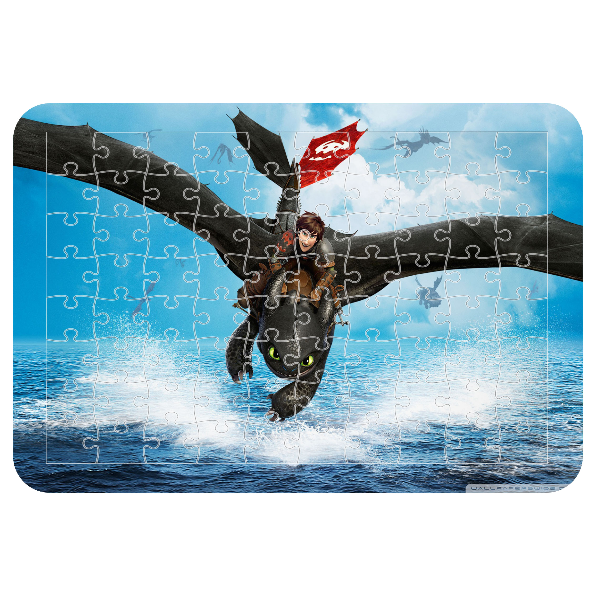 پازل 54 تکه اطلس آبی طرح کارتون اژدها سواران مدل P1760
