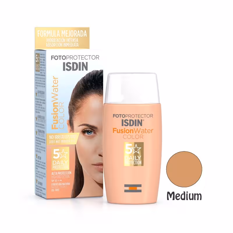 ضد آفتاب فاقد چربی رنگی متوسط ایزدین SPF 50 - فروشگاه میرکمالی