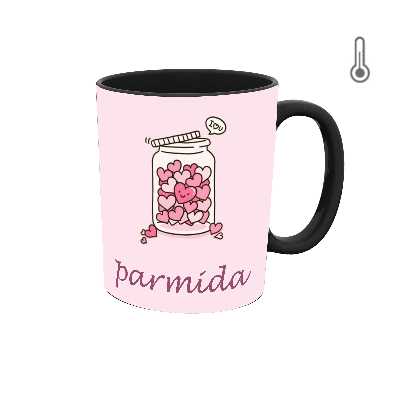 ماگ حرارتی طرح اسم پارمیدا مدل قلب 