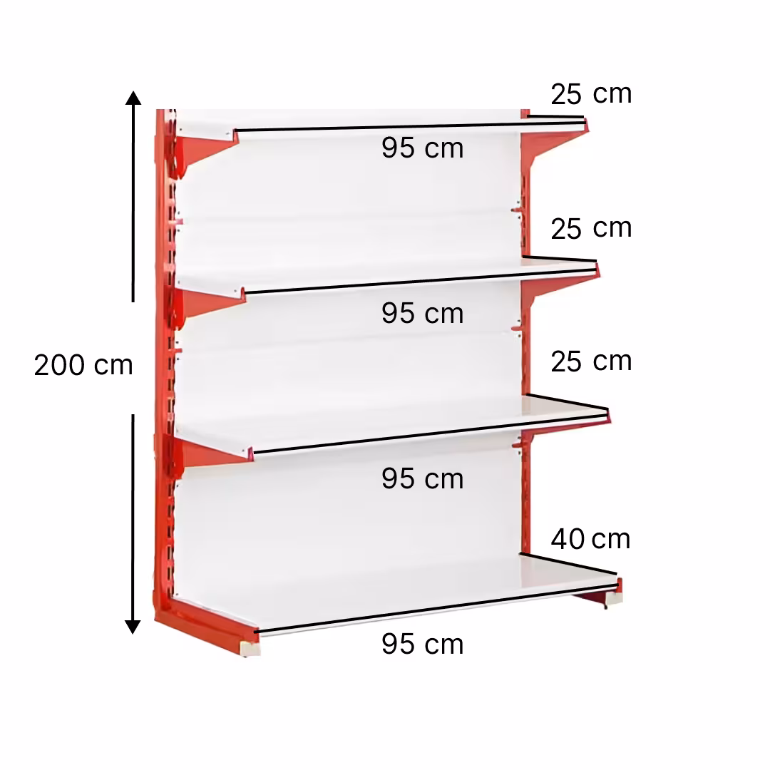 خرید و قیمت قفسه سوپری‌ خودایست 4‌‌ طبقه 95x25 ارتفاع 200 - قفسه‌بندی وکیلی