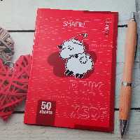 دفتر زبان چهار خط 50 برگ ته چسب شفیعی طرح گوسفند جلد مقوایی