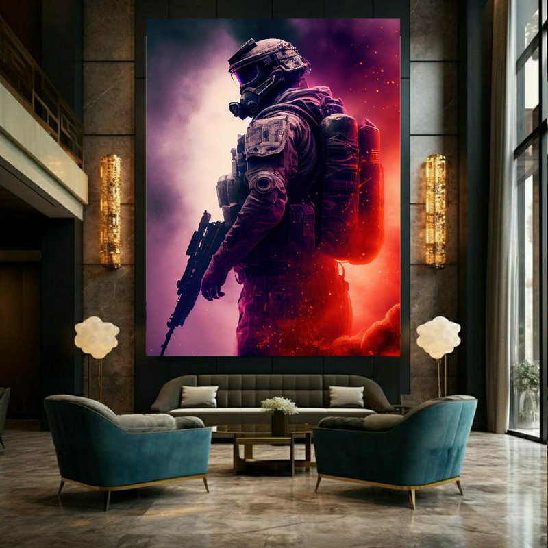 تابلو شاسی طرح گیم مدل جنگجو کد BK23476 | دنیای قاب