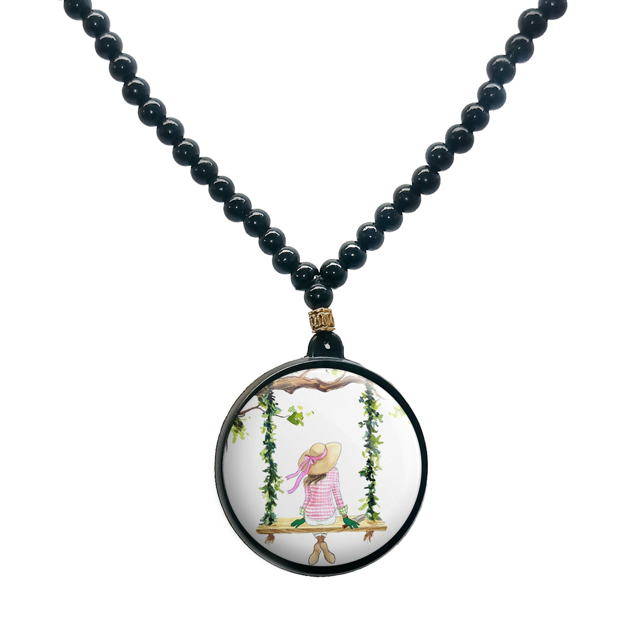 گردنبند پرمانه طرح دخترونه کد pmd.4554 مدل دو طرفه