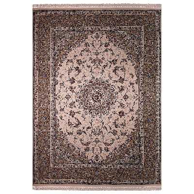 فرش ماشینی زمرد مشهد مدل نایین زمینه کرم