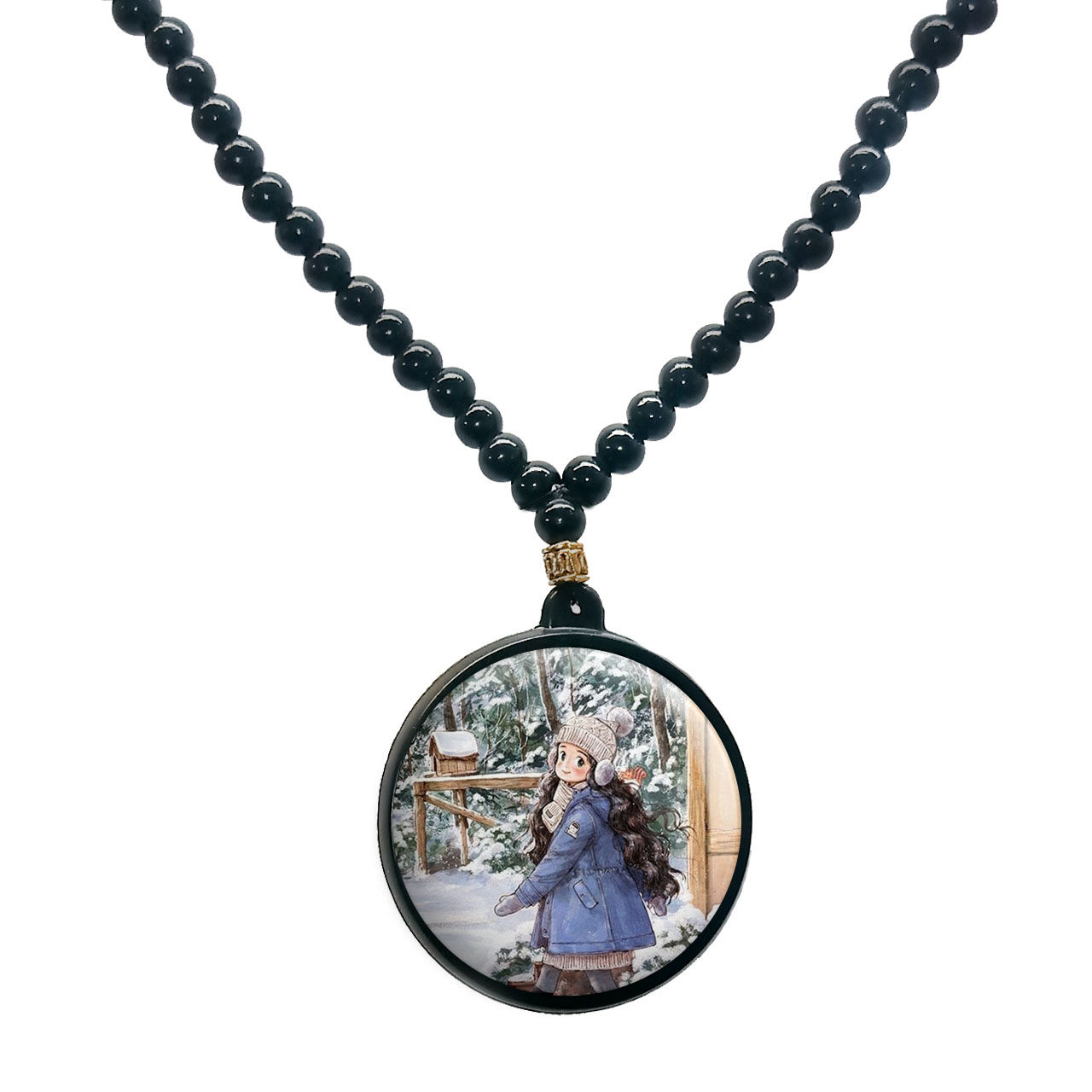 گردنبند پرمانه طرح دخترونه کد pmd.23454 مدل دو طرفه