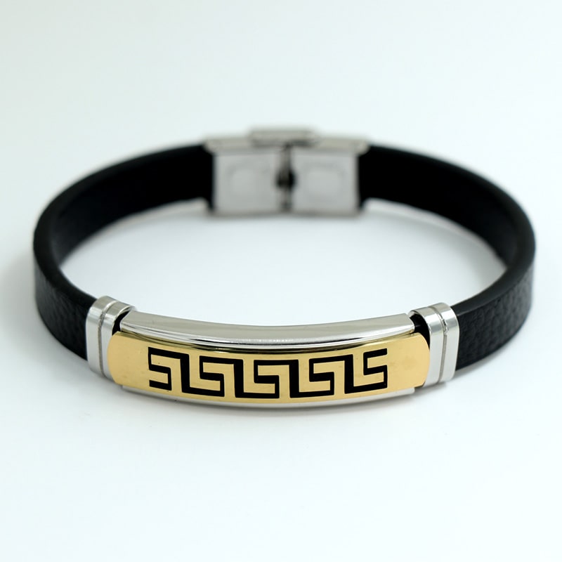 دستبند چرم مشکی اسپورت 72831