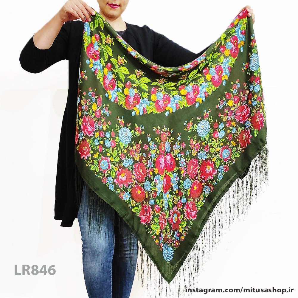 روسری ترکمن طرح گیلاس سبز