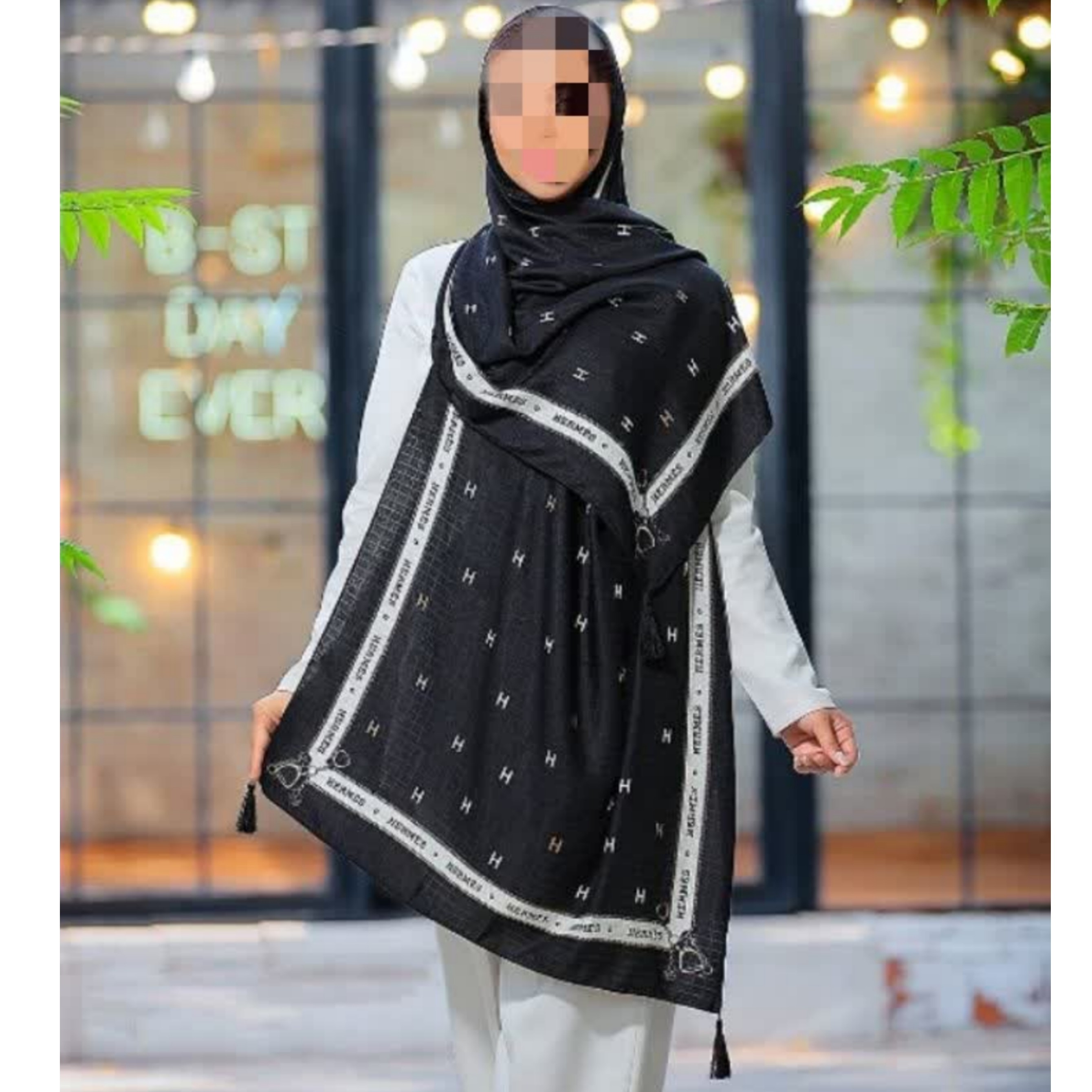 شال نخی بهاره منگوله دار قواره دو متر
