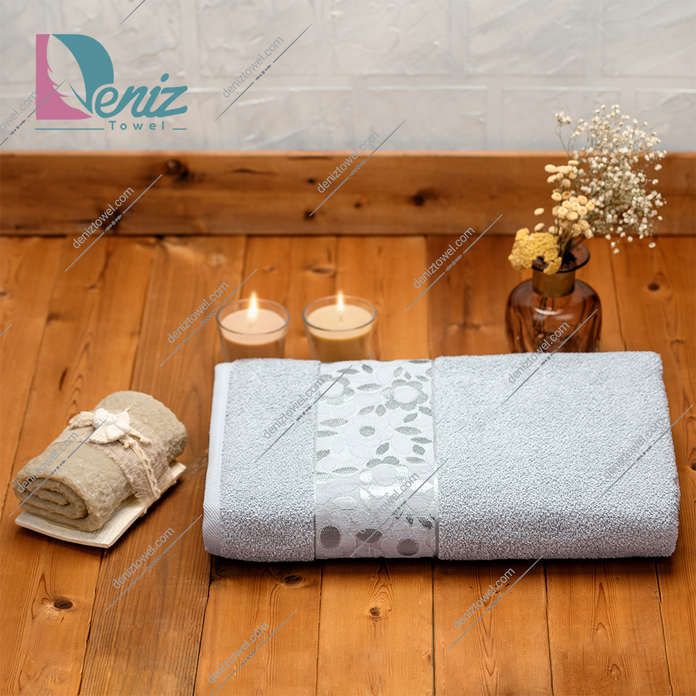 حوله دستی طرح سوپرایز رنگ نقرآبی