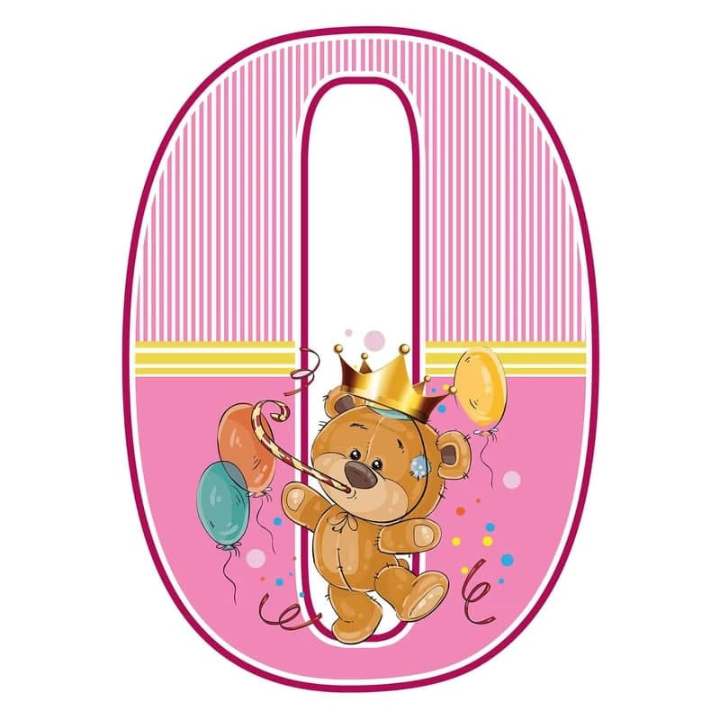 استند رومیزی تولد مدل عدد 0 طرح تدی دختر