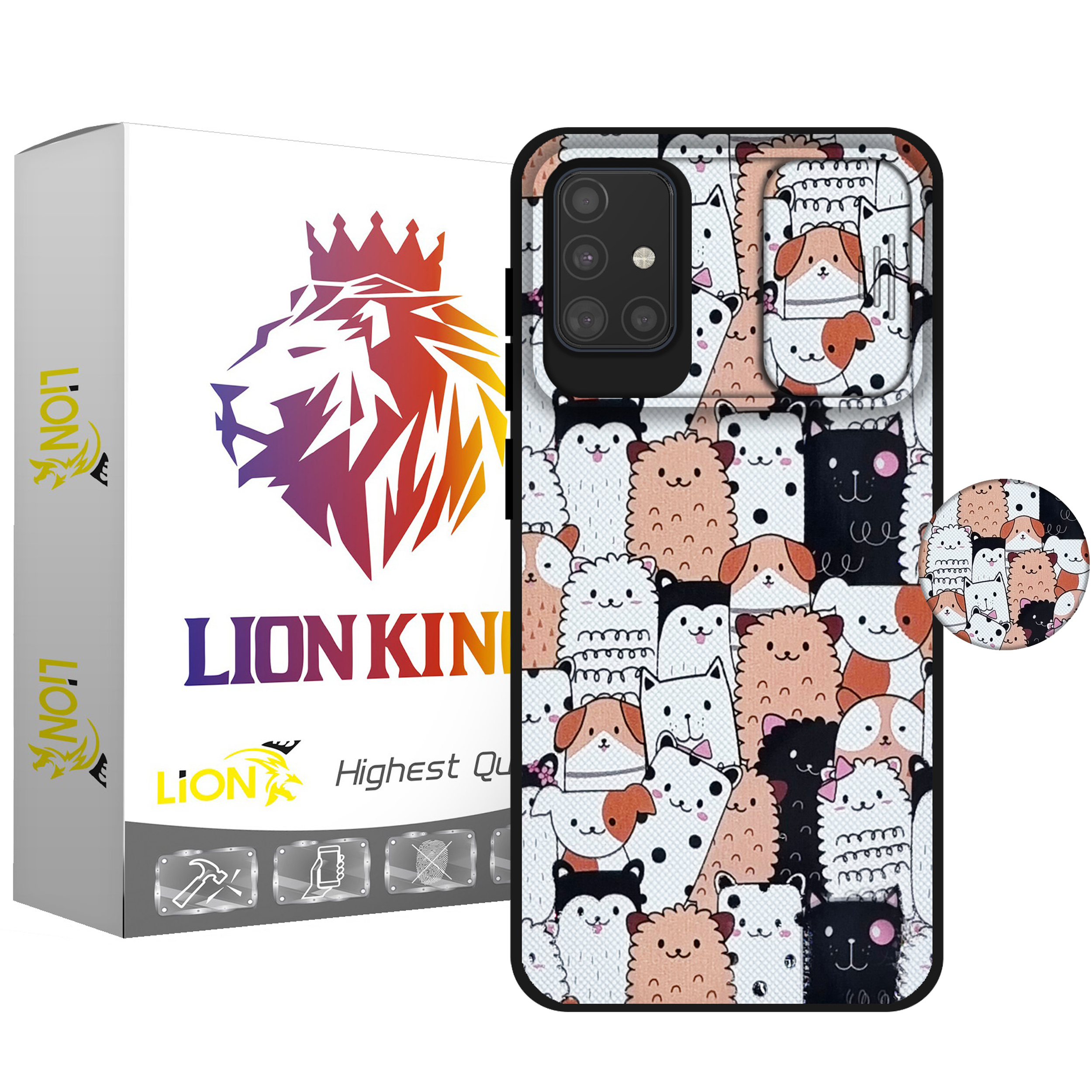 کاور لاین کینگ مدل Dagspet J2 مناسب برای گوشی موبایل سامسونگ Galaxy A71 به همراه پایه نگهدارنده