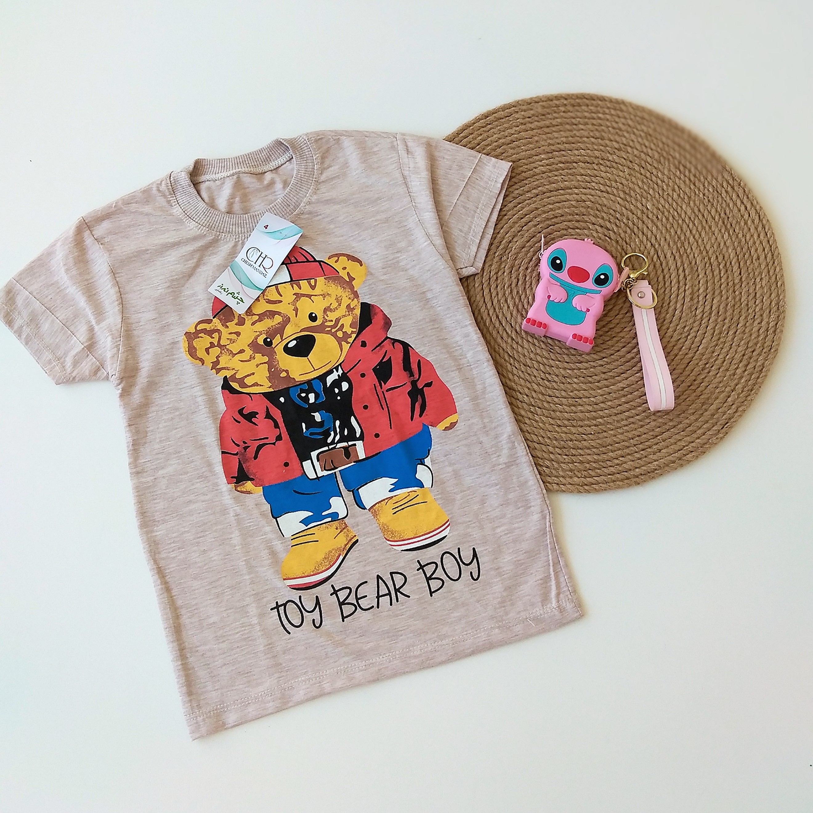 تیشرت پسرانه بچگانه نیم آستین جلو چاپی سایز50طرح تدی