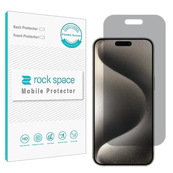 گلس iPhone 15 Pro Max مدل نانو هیدروژل پرایوسی برند راک اسپیس کد S