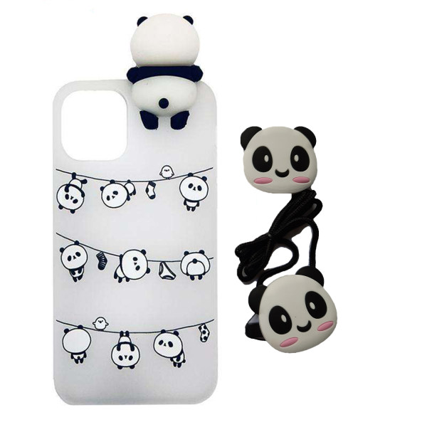 کاور مدل پاندا مناسب برای گوشی موبایل اپل iphone 13 Pro به همراه پایه نگهدارنده و بند