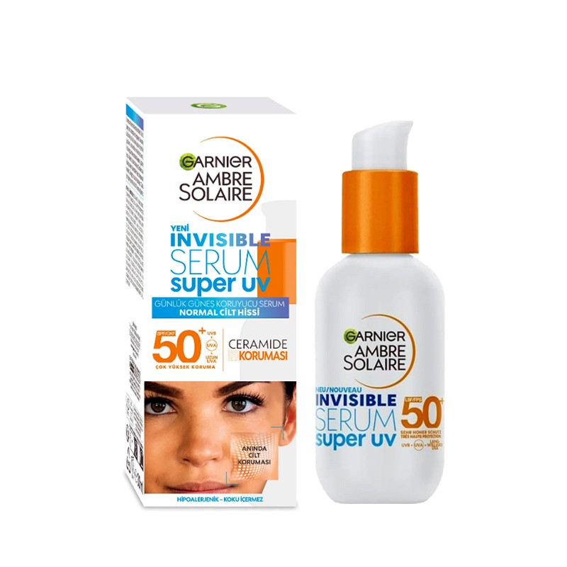 سرم آبرسان و محافظ صورت مدل Ambre Solaire Invisibl Spf50 گارنیر 30 میل