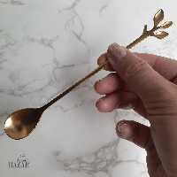 قاشق شربت طلایی مدل برگ بلند کد 4064