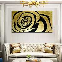 تابلو نقاشی ورق طلا طرح رز دکوراتیو