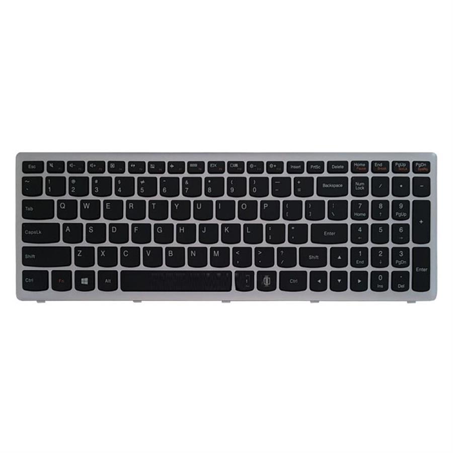 کیبورد لپ تاپ لنوو مدل IdeaPad Z500 مشکی با فریم نقره ای