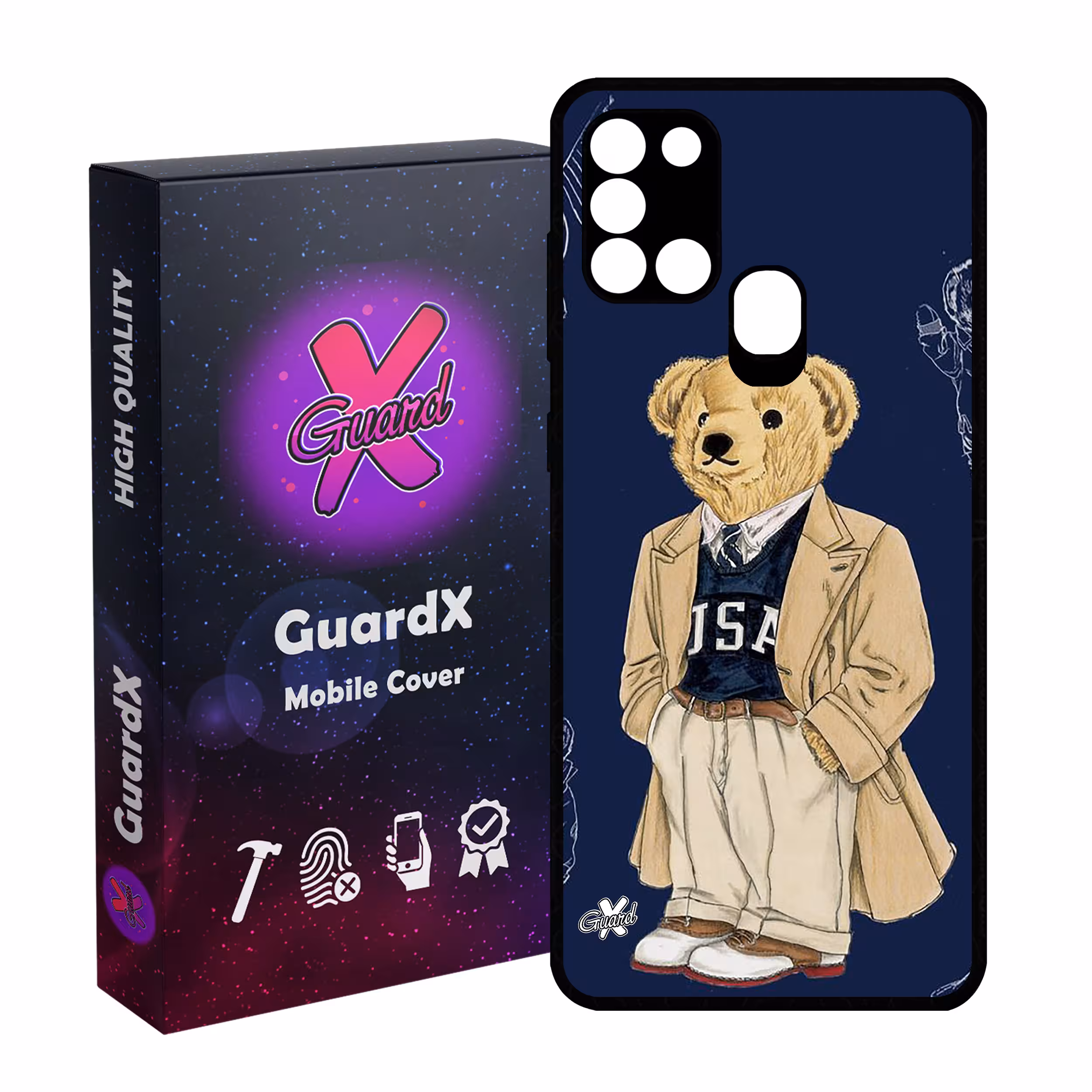 کاور گارد ایکس طرح خرس مدل Glass10427 مناسب برای گوشی موبایل سامسونگ Galaxy A21s