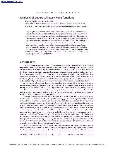 خرید و دانلود نسخه کامل کتاب Analysis of superoscillatory wave functions