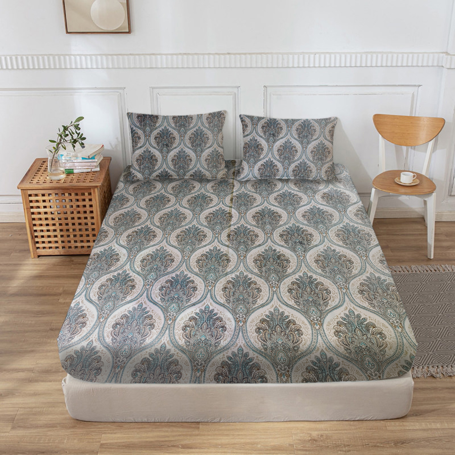 سرویس ملحفه سندس مدل افسانه کد F849 دونفره 3 تکه