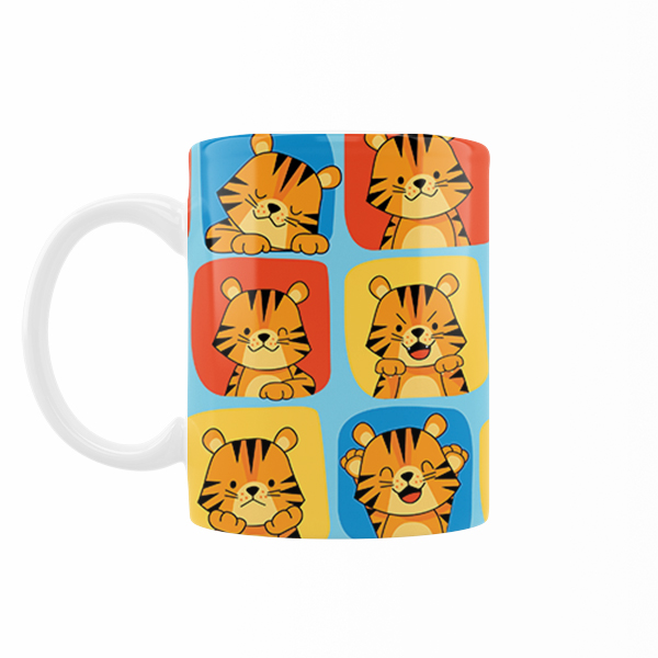 ماگ رژارت مدل استیکر کارتونی طرح ببر کوچولو