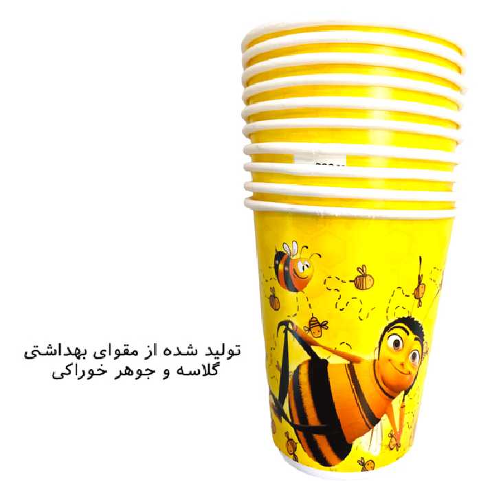 پیش دستی و لیوان یکبار مصرف مستر تم مدل طرح زنبور پلاس بسته 20 عددی