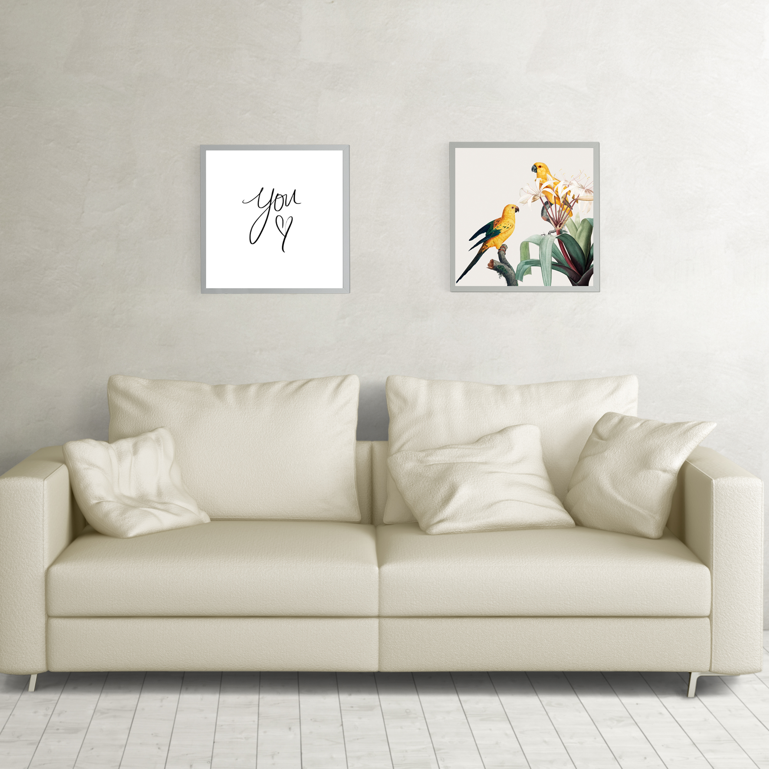 تابلو روما دیزاین طرح قناری و نوشته لاتین مدل A93d مجموعه 2 عددی