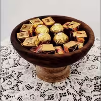 شکلات خوری چوبی گرد چوب سنجد پایه دار | hesamwood